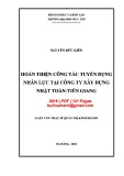 Luận văn Thạc sĩ Quản trị kinh doanh: Hoàn thiện công tác tuyển dụng nhân lực tại Công ty Xây dựng Nhật Toàn, Tiền Giang