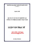 Luận văn Thạc sĩ Kinh tế: Quản lý sản xuất khuôn tại Công ty TNHH Ge-Shen Việt Nam