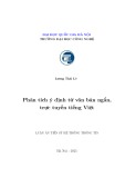 Luận án Tiến sĩ Hệ thống thông tin: Phân tích ý định từ văn bản ngắn, trực tuyến tiếng Việt