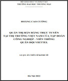 Luận án Tiến sĩ Kinh tế: Quản trị bán hàng trực tuyến tại thị trường Việt Nam của Tập đoàn Công nghiệp - Viễn thông Quân đội Viettel