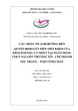 Luận văn tốt nghiệp Tài chính - Ngân hàng: Các nhân tố ảnh hưởng đến quyết định gửi tiền tiết kiệm của khách hàng cá nhân tại Ngân hàng TMCP Sài Gòn Thương Tín - Chi nhánh Sóc Trăng – PGD Vĩnh Châu