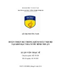 Luận văn Thạc sĩ Kế toán: Hoàn thiện hệ thống kiểm soát nội bộ tại Kho bạc Nhà nước Bình Thuận