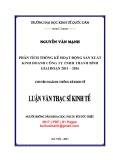 Luận văn Thạc sĩ Kinh tế: Phân tích thống kê hoạt động sản xuất kinh doanh Công ty TNHH Thanh Bình giai đoạn 2011-2016