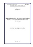 Luận án Tiến sĩ Quản lý công: Quản lý nhà nước về an toàn, vệ sinh lao động trong các doanh nghiệp khai thác than ở Việt Nam