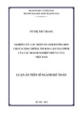 Luận án Tiến sĩ Kế toán: Nghiên cứu các nhân tố ảnh hưởng đến chất lượng thông tin báo cáo tài chính của các doanh nghiệp nhỏ và vừa Việt Nam