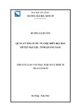 Tóm tắt luận văn Thạc sĩ Quản lý kinh tế: Quản lý nhà nước về Chợ trên địa bàn huyện Đại Lộc, tỉnh Quảng Nam