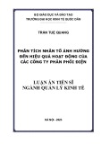 Luận án Tiến sĩ Quản lý kinh tế: Phân tích nhân tố ảnh hưởng đến hiệu quả hoạt động của các công ty phân phối điện