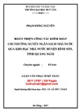 Luận văn Thạc sĩ Kế toán: Hoàn thiện công tác kiểm soát chi thường xuyên ngân sách Nhà nước qua kho bạc Nhà nước huyện Bình Sơn tỉnh Quảng Ngãi - Phạm Hồng Chuyên