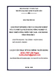 Luận văn Thạc sĩ Tài chính ngân hàng: Giải pháp mở rộng cho vay doanh nghiệp vừa và nhỏ tại Ngân hàng Nông nghiệp và Phát triển Nông thôn Việt Nam - Chi nhánh tỉnh Vĩnh Phúc