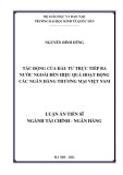 Luận án Tiến sĩ Tài chính - Ngân hàng: Tác động của đầu tư trực tiếp ra nước ngoài đến hiệu quả hoạt động các ngân hàng thương mại Việt Nam
