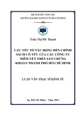 Luận văn Thạc sĩ Kinh tế: Các yếu tố tác động đến chính sách cổ tức của các công ty niêm yết trên Sàn giao dịch chứng khoán Thành phố Hồ Chí Minh