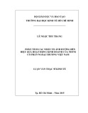 Luận văn Thạc sĩ Kinh tế: Phân tích các nhân tố ảnh hưởng đến hiệu quả hoạt động kinh doanh của NHTM cổ phần Ngoại Thương Việt Nam