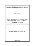 Luận án Tiến sĩ Công tác xã hội: Hành vi lệch chuẩn của học sinh trung học phổ thông và đề xuất mô hình can thiệp (Nghiên cứu trường hợp tại tỉnh Đồng Tháp)