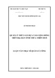 Luận văn Thạc sĩ Quản lý công: Quản lý thủy sản dựa vào cộng đồng trên địa bàn tỉnh Thừa Thiên Huế