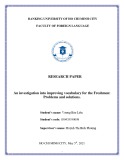 Research paper an investigation into improving vocabulary for the freshmen: Problems and solutions