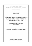 Tóm tắt Luận án Tiến sĩ Kinh tế: Chất lượng mối quan hệ nhà sản xuất – nhà phân phối: Nghiên cứu trong ngành nhựa ở Việt Nam