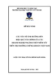 Luận văn Thạc sĩ Tài chính ngân hàng: Các yếu tố ảnh hưởng đến hiệu quả tài chính của các doanh nghiệp ngành Thép niêm yết trên thị trường chướng khoán Việt Nam
