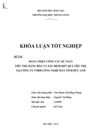 Khóa luận Hoàn thiện công tác kế toán tiêu thụ hàng hóa và xác định kết quả tiêu thụ tại Công ty TNHH Công Nghệ Máy Tính Đức Anh