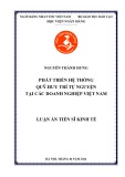 Luận án Tiến sĩ Kinh tế: Phát triển hệ thống quỹ hưu trí tự nguyện tại doanh nghiệp Việt Nam