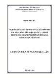 Luận án Tiến sĩ Kế toán: Nghiên cứu ảnh hưởng của các nhân tố phi tài chính đến hiệu quả tài chính trong các doanh nghiệp kinh doanh khách sạn Việt Nam