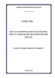 Luận văn Thạc sĩ  Quản lý kinh tế: Quản lý chi thường xuyên ngân sách nhà nước của chính quyền thị xã Buôn Hồ, tỉnh Đắk Lắk