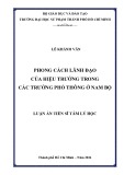 Luận án Tiến sĩ Tâm lý học: Phong cách lãnh đạo của hiệu trưởng trong các trường phổ thông ở Nam Bộ