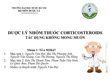 Bài thuyết trình Dược lý nhóm thuốc corticosteroids tác dụng không mong muốn