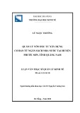 Luận văn Thạc sĩ Quản lý kinh tế: Quản lý vốn đầu tư xây dựng cơ bản từ ngân sách nhà nước tại huyện Phước Sơn, tỉnh Quảng Nam