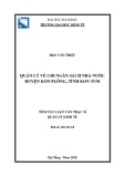 Tóm tắt luận văn Thạc sĩ Kinh tế: Quản lý về chi ngân sách nhà nước huyện Kon Plông, tỉnh Kon Tum