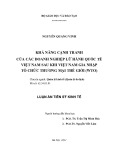 Luận án Tiến sĩ Kinh tế: Khả năng cạnh tranh của các doanh nghiệp lữ hành quốc tế Việt Nam sau khi Việt Nam gia nhập Tổ chức thương mại thế giới (WTO)