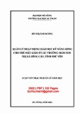 Luận văn Thạc sĩ Quản lý giáo dục: Quản lý hoạt động giáo dục kỹ năng sống cho trẻ mẫu giáo ở các trường mầm non thị xã Sông Cầu, tỉnh Phú Yên