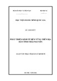 Luận văn Thạc sĩ Quản lý kinh tế: Phát triển kinh tế bền vững trên địa bàn tỉnh Thái Nguyên