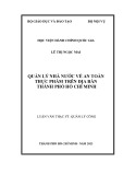 Luận văn Thạc sĩ Quản lý công: Quản lý nhà nước về an toàn thực phẩm trên địa bàn Thành phố Hồ Chí Minh