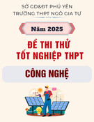 Đề thi thử tốt nghiệp THPT môn Công nghệ công nghiệp năm 2025 có đáp án - Trường THPT Ngô Gia Tự, Phú Yên