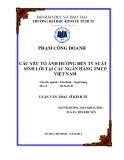 Luận văn Thạc sĩ Kinh tế: Các yếu tố ảnh hưởng đến tỷ suất sinh lời tại các NHTMCP Việt Nam