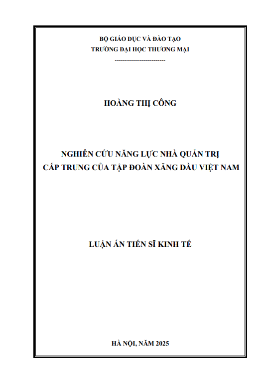 Luận văn Nghiên cứu năng lực nhà quản trị cấp trung của Tập đoàn xăng dầu Việt Nam