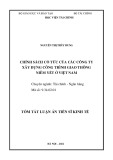 Tóm tắt Luận án Tiến sĩ Kinh tế: Chính sách cổ tức của các công ty Xây dựng Công trình Giao thông niêm yết ở Việt Nam