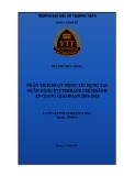Luận văn tốt nghiệp Quản trị kinh doanh: Phân tích hoạt động tín dụng tại Ngân hàng PVcomBank chi nhánh An Giang giai đoạn 2016-2018