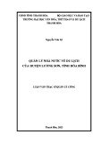 Luận văn Thạc sĩ Quản lý công: Quản lý nhà nước về du lịch của huyện Lương Sơn, tỉnh Hòa Bình