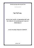 Luận văn Thạc sĩ Quản lý kinh tế: Quản lý dự án đầu tư theo hình thức đối tác công tư của Sở Kế hoạch và Đầu tư tỉnh Nghệ An