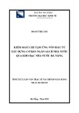 Tóm tắt luận văn Thạc sĩ Tài chính ngân hàng: Kiểm soát chi tạm ứng vốn đầu tư xây dựng cơ bản ngân sách nhà nước qua Kho bạc Nhà nước Đà Nẵng