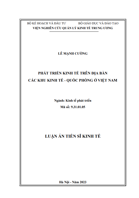 Luận án Tiến sĩ Phát triển kinh tế trên địa bàn các Khu kinh tế - quốc phòng ở Việt Nam