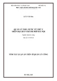 Tóm tắt Luận án Tiến sĩ Quản lý công: Quản lý nhà nước về thú y trên địa bàn thành phố Hà Nội