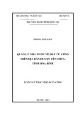 Luận văn Thạc sĩ Quản lý công: Quản lý nhà nước về đầu tư công trên địa bàn huyện Yên Thủy, tỉnh Hòa Bình