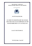 Luận án Tiến sĩ Kinh tế: Các nhân tố ảnh hưởng đến việc áp dụng chuẩn mực báo cáo tài chính quốc tế cho doanh nghiệp nhỏ và vừa tại Việt Nam