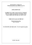 Tóm tắt Luận án Tiến sĩ Quản lý xây dựng: Nghiên cứu chức năng quản lý trong đầu tư xây dựng cơ sở hạ tầng giao thông đường bộ tại Việt Nam