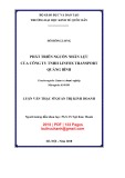 Luận văn Thạc sĩ Quản trị kinh doanh: Phát triển nguồn nhân lực của Công ty TNHH Linfox Transport Quảng Bình