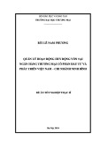 Đề án Thạc sĩ Tốt nghiệp: Quản lý hoạt động huy động vốn tại Ngân hàng Thương mại Cổ phần Đầu tư và Phát triển Việt Nam - Chi nhánh Ninh Bình