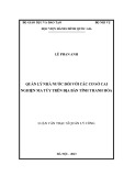 Luận văn Thạc sĩ Quản lý công: Quản lý nhà nước đối với các cơ sở cai nghiện ma túy trên địa bàn tỉnh Thanh Hóa