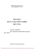 Bài giảng Quản lý đất nông nghiệp bền vững - Lê Đình Huy